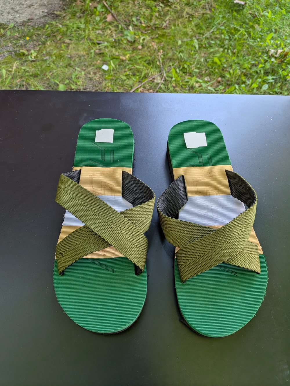 Grown-up Olive Green Crisscross Slide Sandals